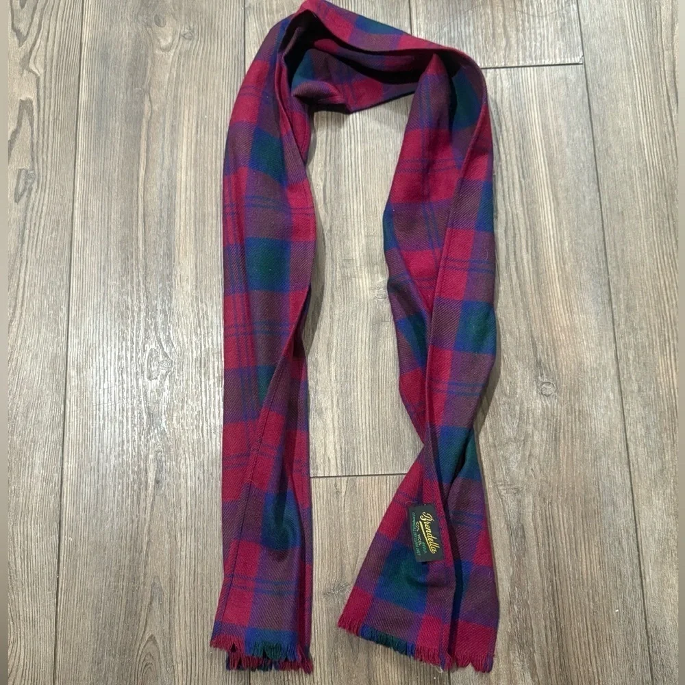 Vintage Brendella 100% Wool Tartan Plaid Scarf Made in Scotland Fringe